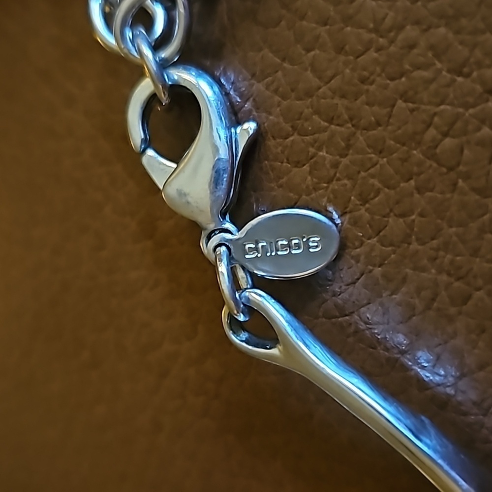 Chico's Silvertone Hammered Concave Hinged Atomic… - image 6